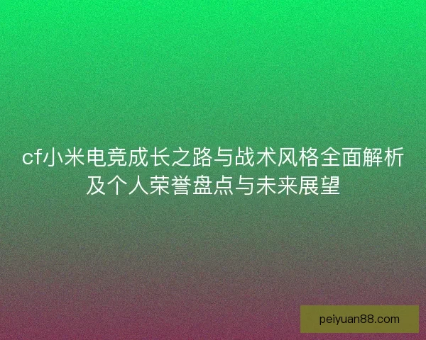 cf小米电竞成长之路与战术风格全面解析及个人荣誉盘点与未来展望