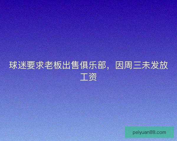 球迷要求老板出售俱乐部，因周三未发放工资