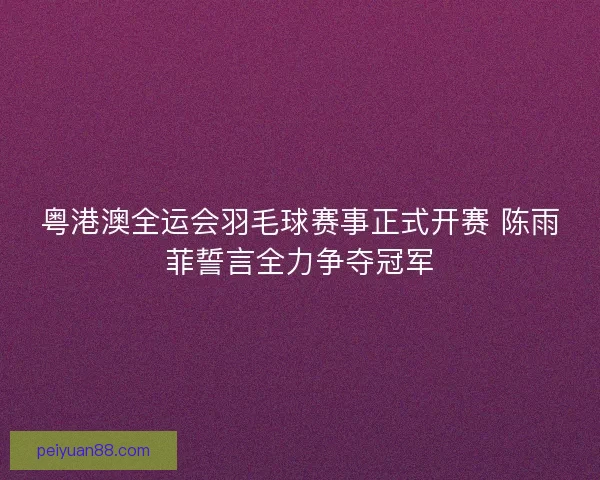 粤港澳全运会羽毛球赛事正式开赛 陈雨菲誓言全力争夺冠军